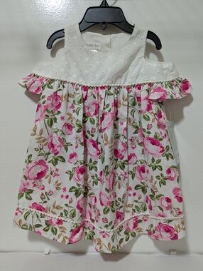 SZ 3T Bonnie Jean Toddler Girl White Eyelet Lace Bodice Ruffled Cap Sleeve Dress